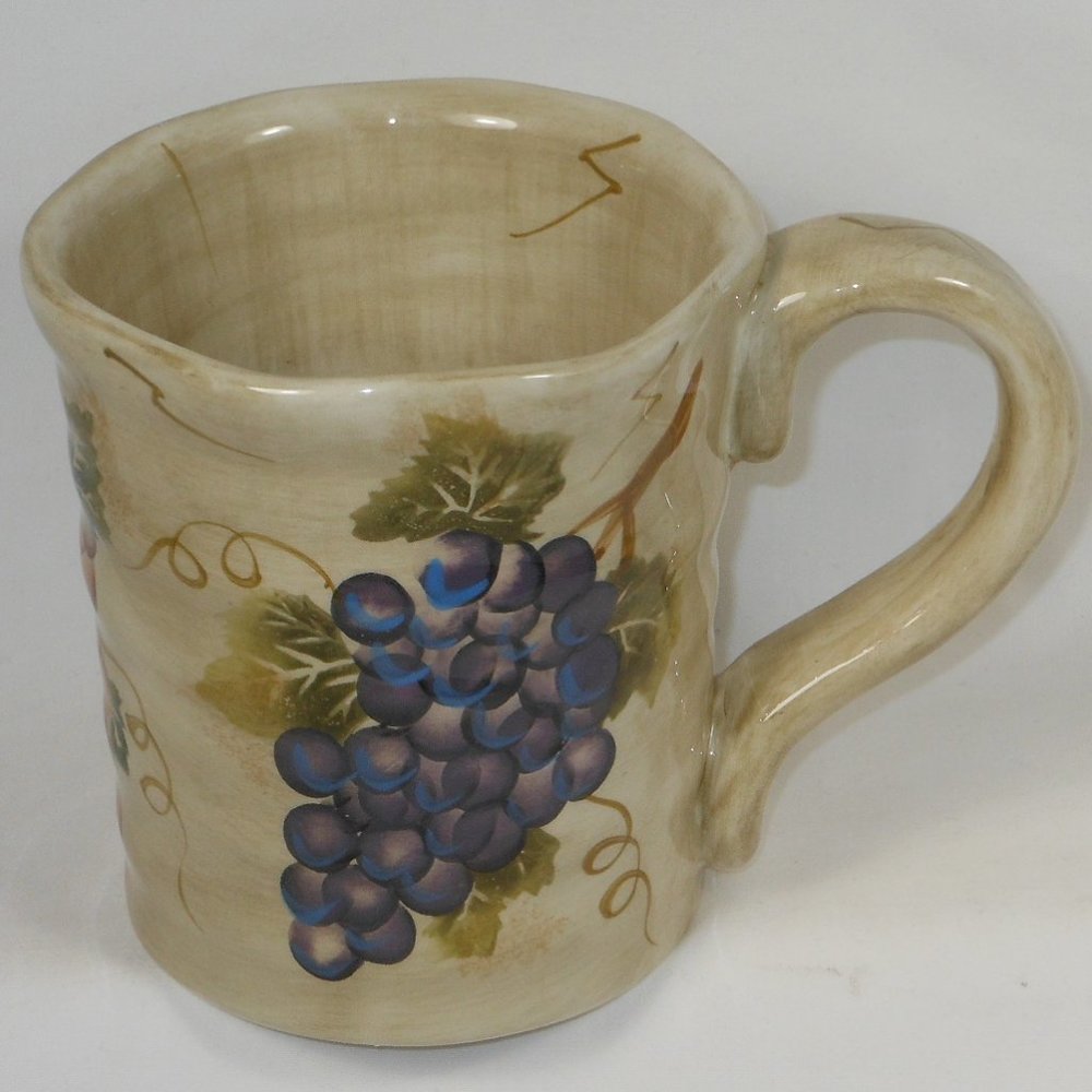 Coffee mug. Cabernet Tabletop Collection. Hand painted grapes